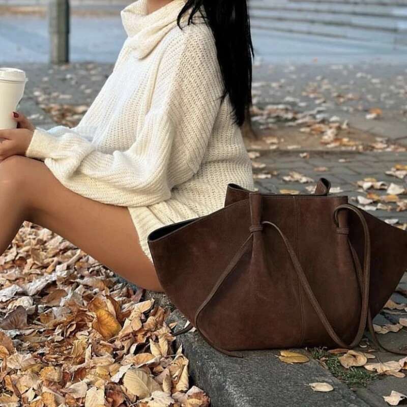 Vintage Faux Suede Mochi Tote Bags For Women Designer Handbags Purses New In Large Capacity Underarm Shoulder