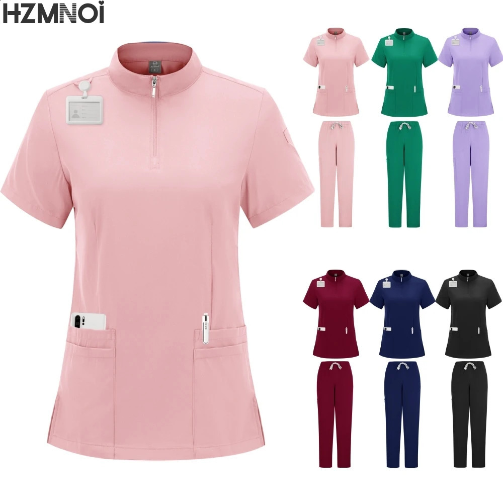 Latest Nursing Surgery Uniform Female Doctor Nurse Male Straight Pants Frosted Set Clothing Beauty Salon Work Clothes 250326