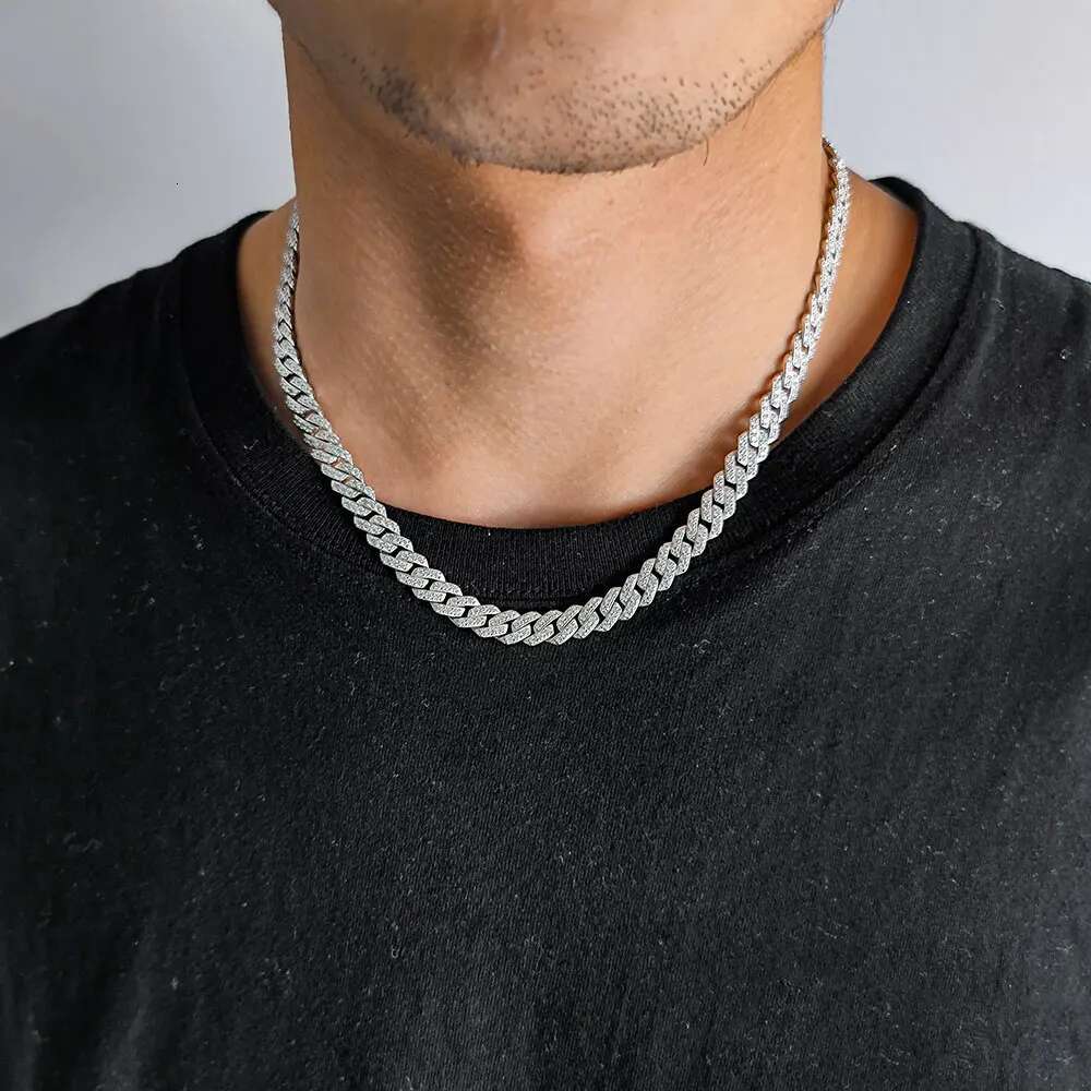 Wholesale Luxury 925 Sterling Silver Jewelry 8mm Custom Necklace Iced Out Cuban Link VVS Moissanite Diamond Cuban Link Chain