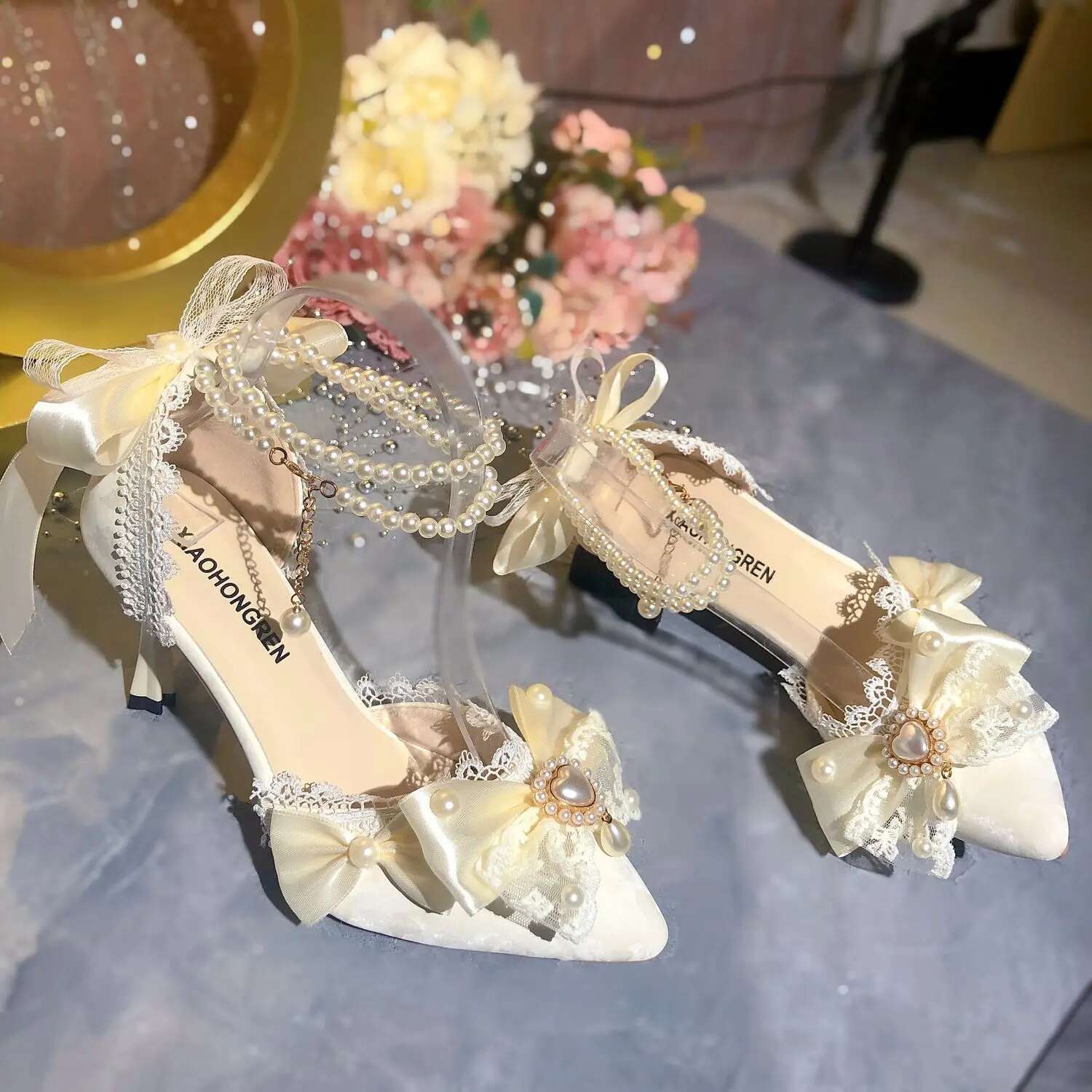 White Bridal Shoe Wedding for Women Mary Jane Elegant Woman Heeled Designer Heels Y2k Style Shoes