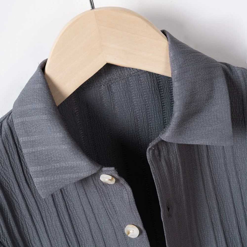 Boys Summer Set Solid Color Collar Short Sleeve Shirt Top and Shorts Loose Set Daily Travel or Family Fashion SetT250327