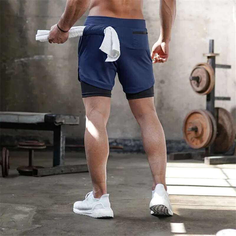 M-5XL Mens 2 IN 1 Streetwear Fiess White Breathable Jogger Gyms Bodybuilding Quick Dry Leisure Running Shorts