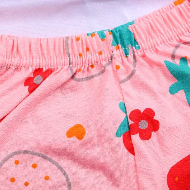 Summer girls short sleeved set strawberry printed cotton childrens sleepwear T-shirt+shorts 2PCS childrens set sleepwear 1 2 3 4TT250327