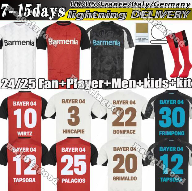 24 25 Bayer 04 Leverkusen Soccer Jerseys WIRTZ BONIFACE HINCAPIE HOFMANN TAPSOBA SCHICK PALACIOS FRIMPONG GRIMALDO 2024 2025 Home Away 3rd Mens Football Shirts