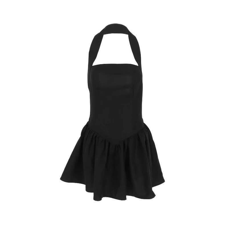 New A-e Women White Summer Fashion Halter Sleeveless Sexy Backless Dresses Casual Slim Club Party Elegant Lady Dress