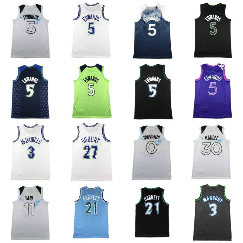 Anthony Edwards Julius Randle City Basketball Jerseys Mens Donte DiVincenzo Jaden McDaniels Naz Reid Rudy Gobert Kevin Garnett Stephon Marbury Retro Shirt