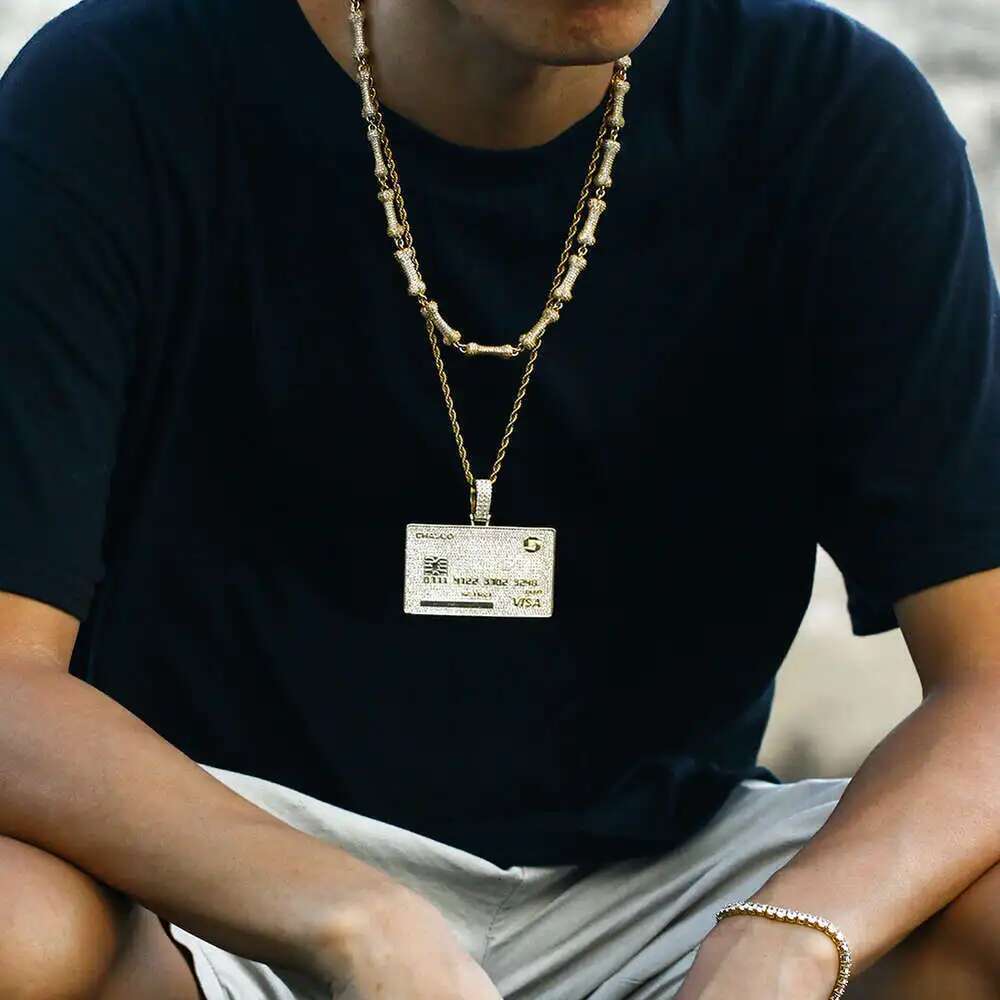 Personalized Custom Your Own Credit Card Pendant Solid 925 Sterling Silver Vvs Moissanite Iced Out Hip Hop Jewelry Men Chain