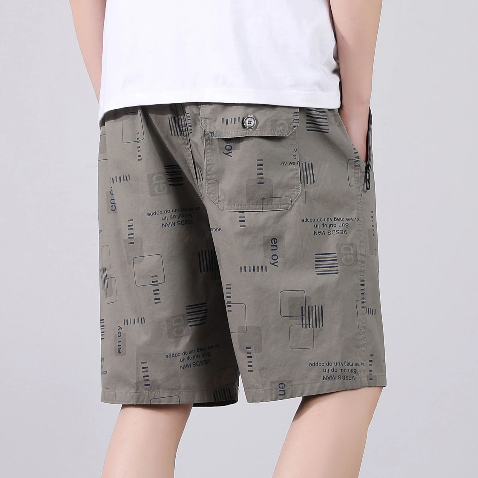 2025 Summer 100 Cotton Solid Shorts Men High Quality Casual Business Social Elastic Waist 3 Colors Beach 250322