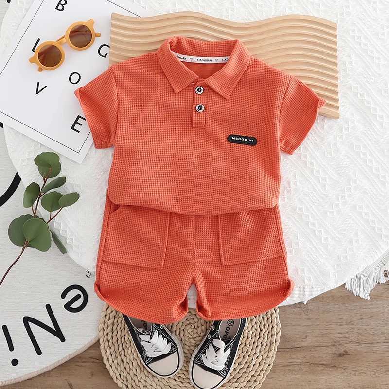 Boys suit 0-5 years old childrens short sleeved polo shirt casual shorts two-piece set comfortable clothingT250327