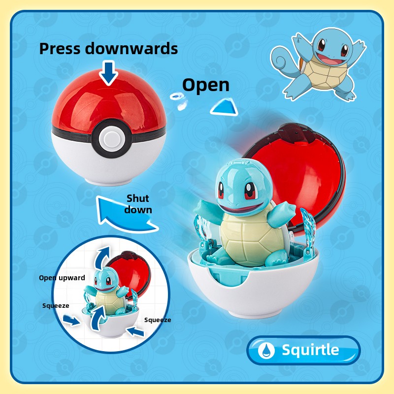 Pokemon Poke Ball Genuine 6 Styles Toy Set Pocket Monster Pikachu Charmander Eevee Squirtle Bulbasaur Meowth Collection Ornaments Model Boy Pikachu Bi