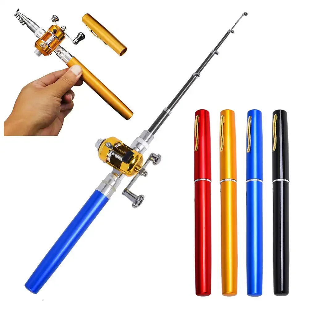 1121416M portable pocket sized telescopic mini fishing rod pen shaped folding no reel wheel 250313