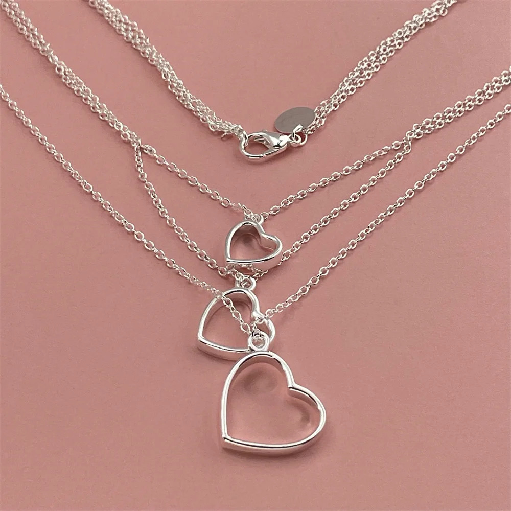 Wholesale 925 sterling silver necklace starfish heart water droplets rose beads charm pendant womens party jewelry gift 250325