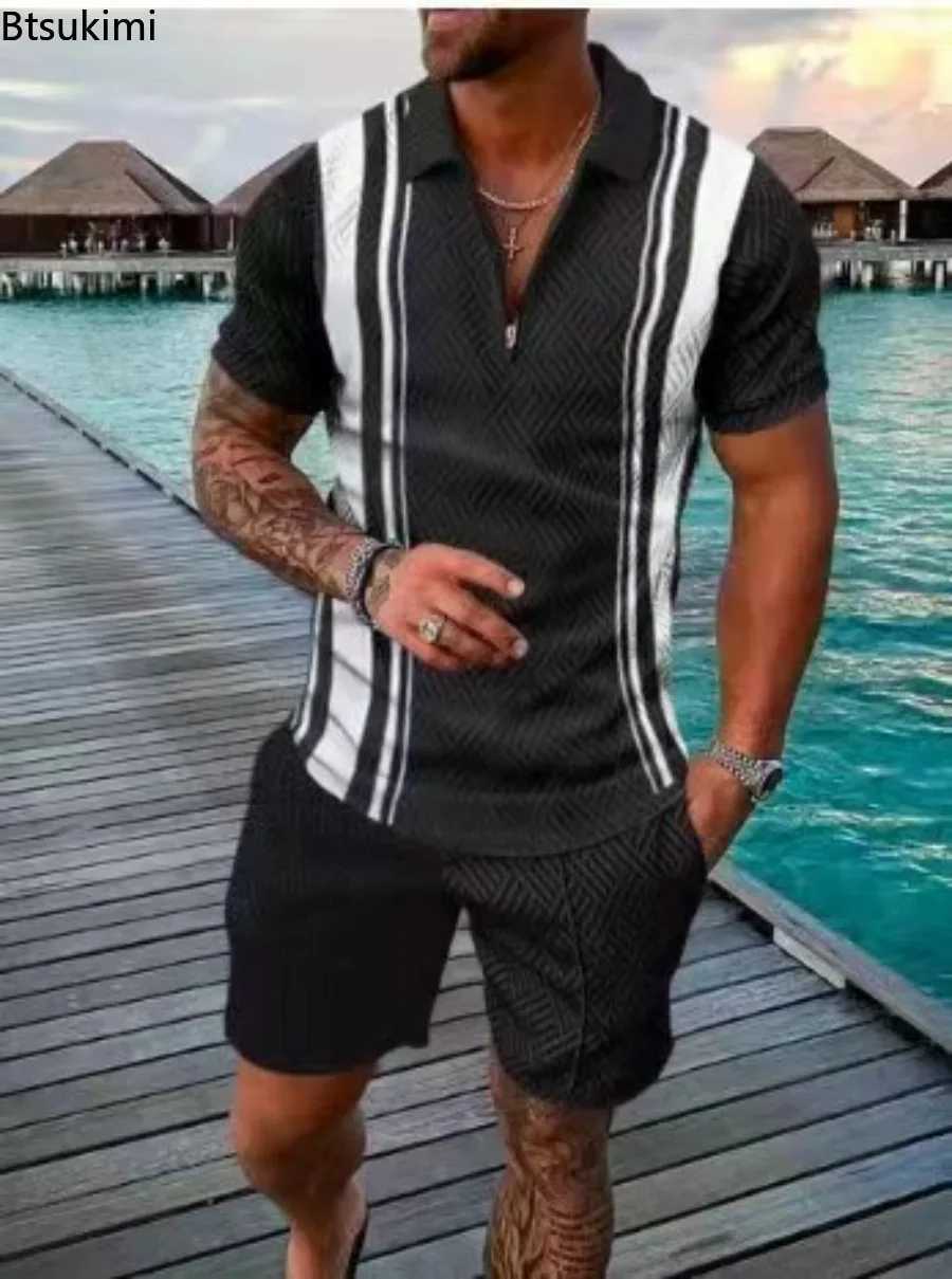 Fashion mens casual suit street clothing 3D digital printing short sleeved polo shirt+shorts summer Harajuku sportswear mens clothingXJ250326