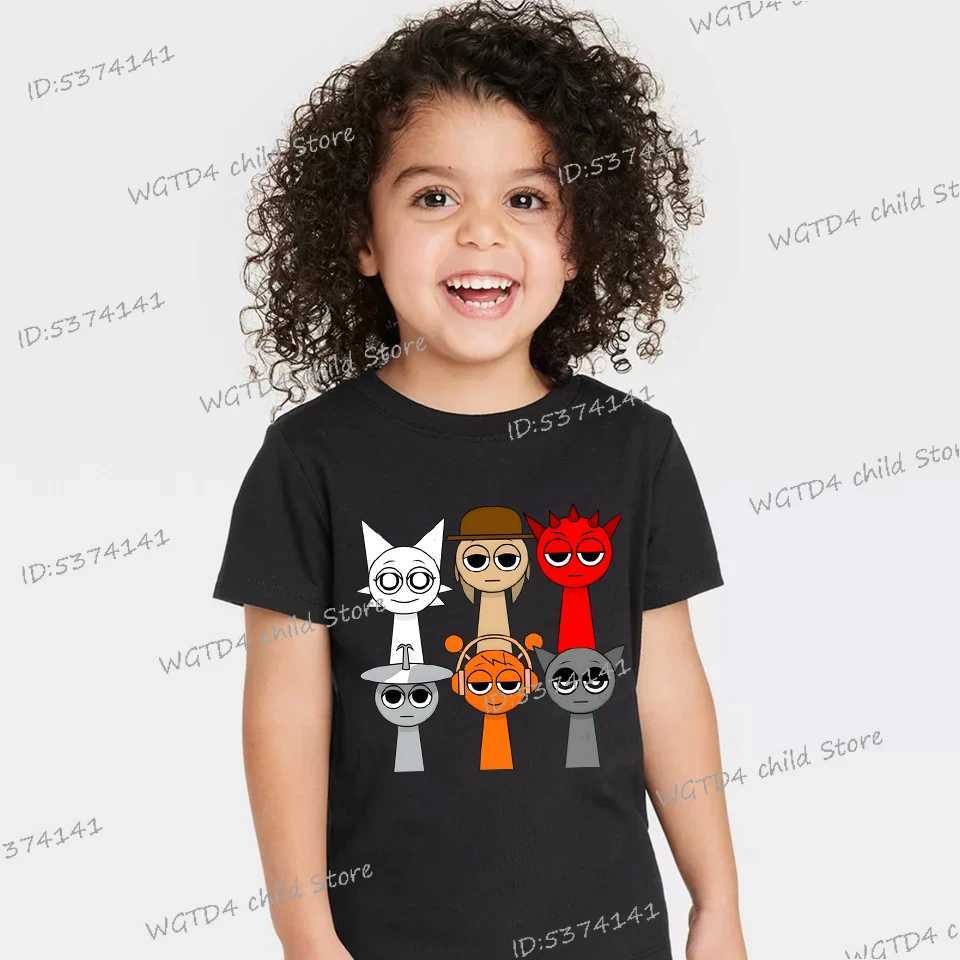 Sprunki Childrens T-shirt Summer Childrens Superman Game Sprunki Short Sleeve Top Boys Anime Fashion T-shirt Girls Casual Clothing Gift X250327