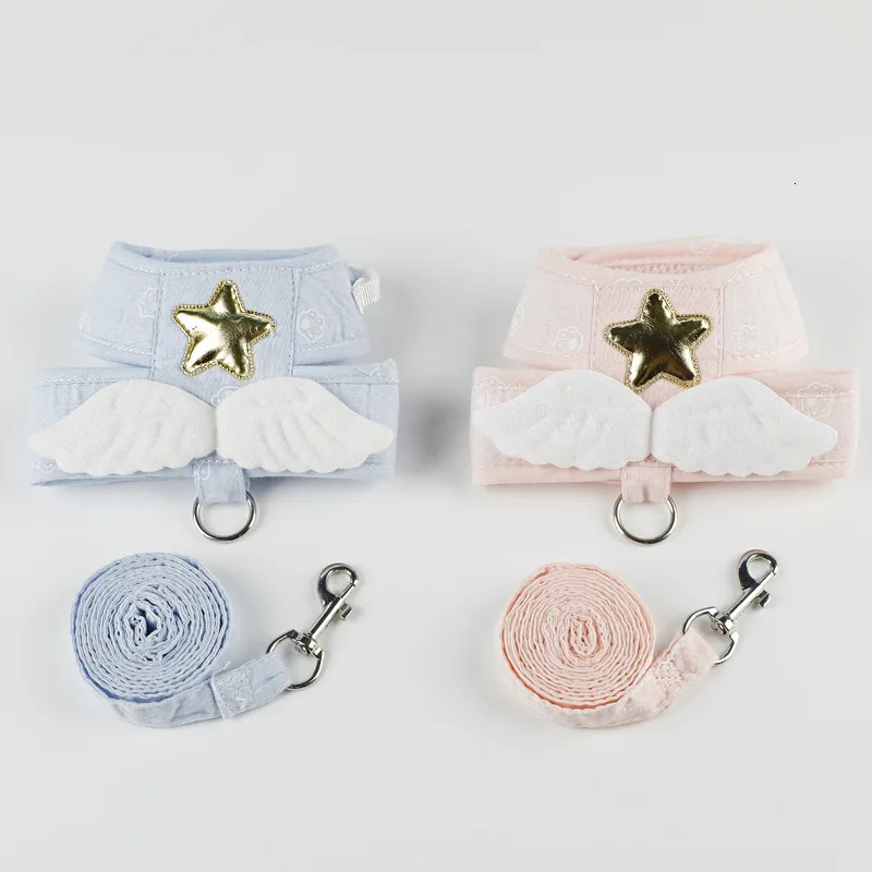 Cat Dog Harness Necklace Leash Collar Pet Items Accessories Kawaii Angel Wing Vest Harness For Dogs Cats Personalized Supplies 250326