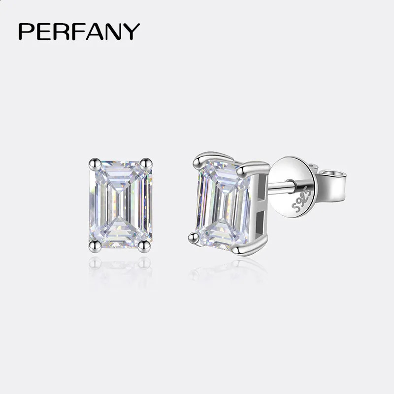 PERFANY 2CT Emerald/Radiation Cut Earrings for Women S925 Pure Silver Rectangular Laboratory Diamond Wedding Jewelry 250318