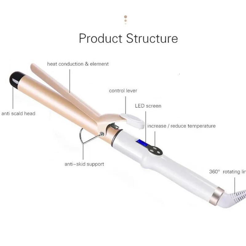 Electric Professional 22mm 28mm 32mm 38mm Ceramic Hair Curler LCD Curling Iron Roller Curls Wand Waver Fashion Styling Tools 2# 250324