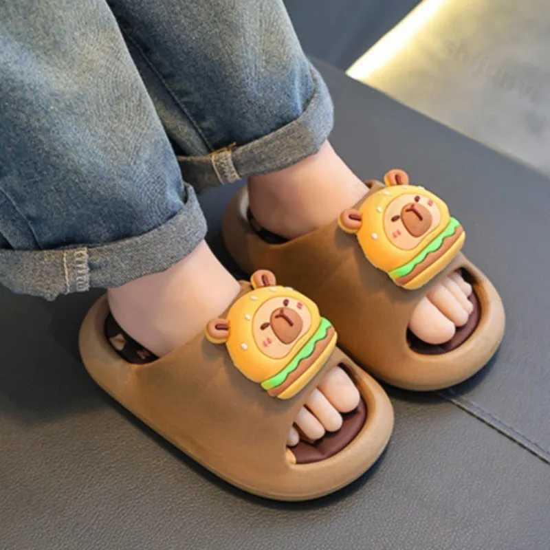 Slipper Capybara slippers childrens bathroom sandals 2025 summer non slip cartoon slippers elastic rotating platform childrens slippers S25326