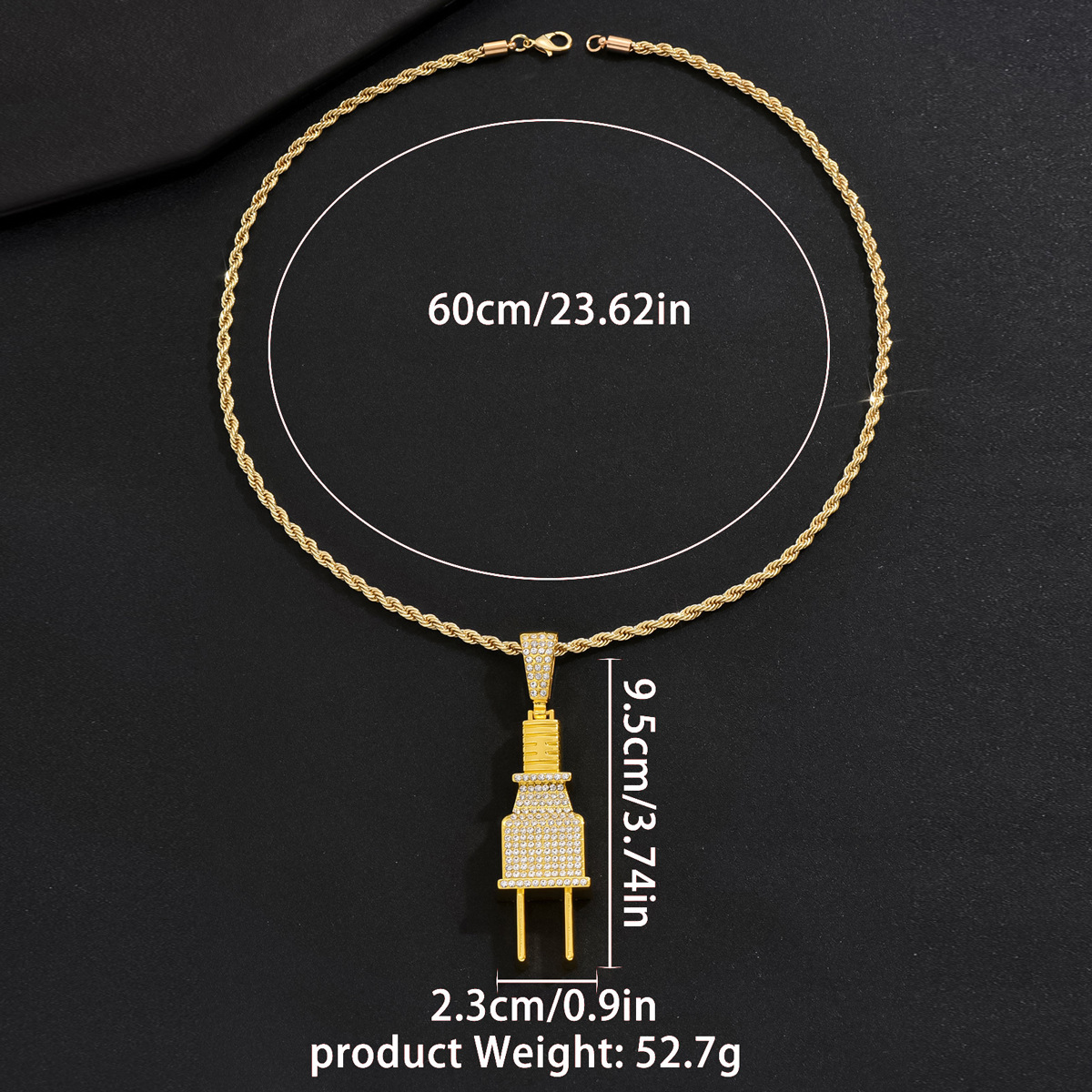 Fashionable Hip Hop Trendy Mens Necklace Personalized Power Plug Pendant Cuban Chain New Exaggerated Neck Chain