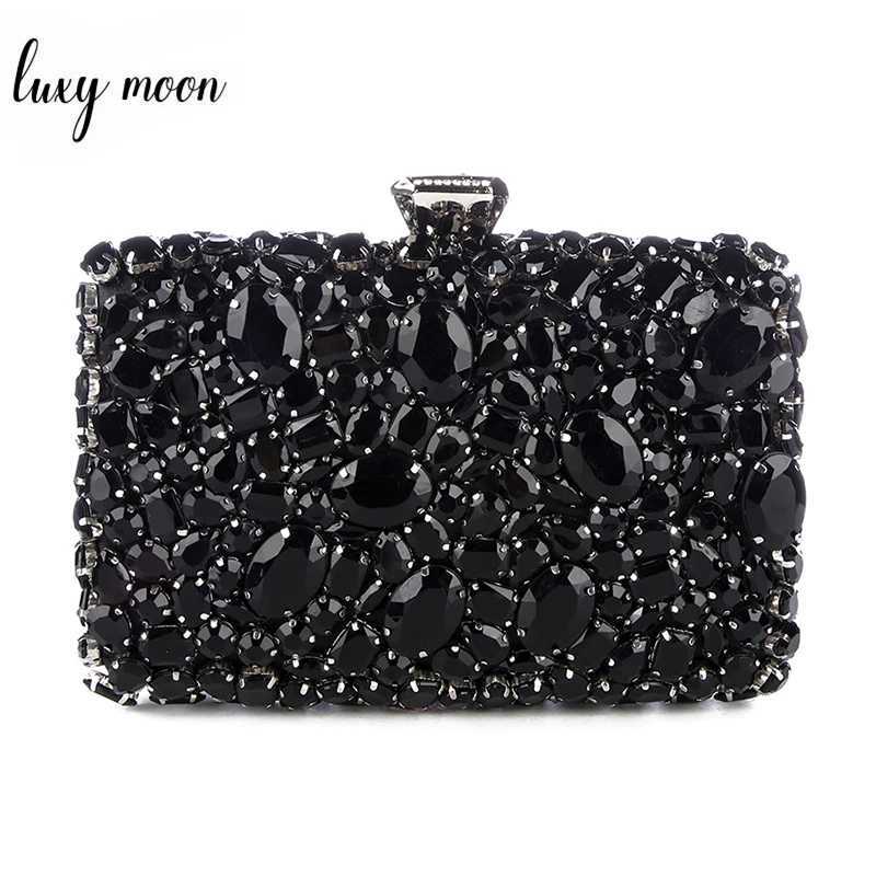 Womens clutch evening bag bead crystal womens wedding wallet rhinestone handbag silver black womens evening bag Z250327