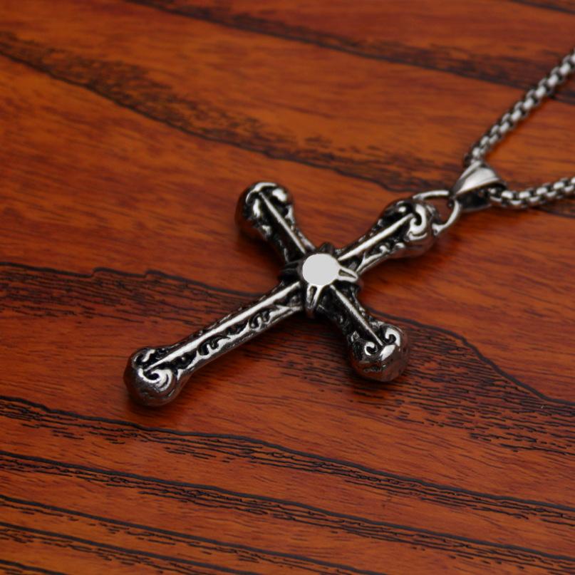 60cm New stainless steel cross sweatshirt necklace