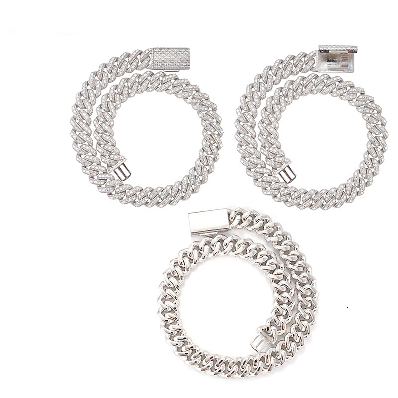 Cuban chain 20mm full set moissanite 925 silver trendy brand accessory mens necklace