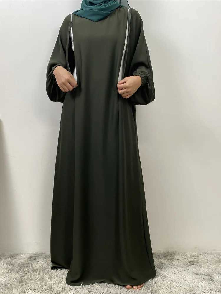 Hot Seller Muslim 2 Front Zippers Breastfding Dubai Abaya Holiday Women Day Dresses For Eid Uae Ramadan Clothing Kaftan Black X2505141