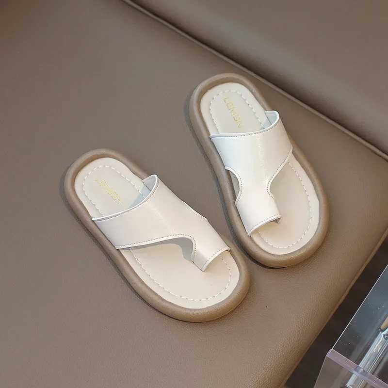 Slipper Black brown childrens slider summer new girl fashion sandals toe and round head baby boy apartment size 26-35 S25326