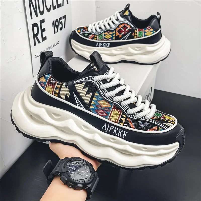 Chunky Sneakers Mens Designer Soft Sole Running Fashion Non-slip Casual Breathable Male Height Increased Platform Shoes