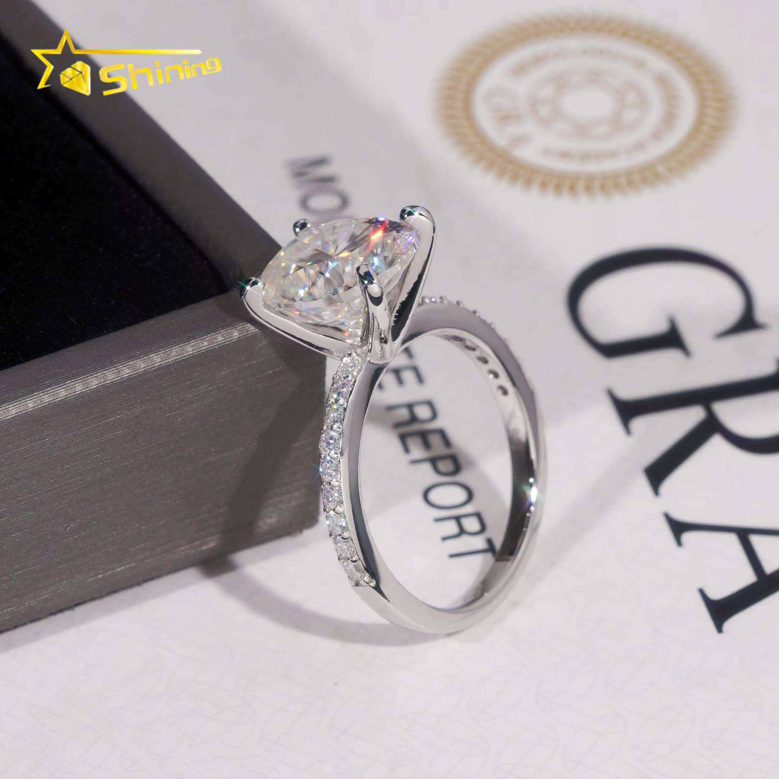 Fine Jewelry 925 Silver Ring Classic D Color VVS Oval Cut Moissanite Ring GRA Certificate Custom Engagement Ring for Women