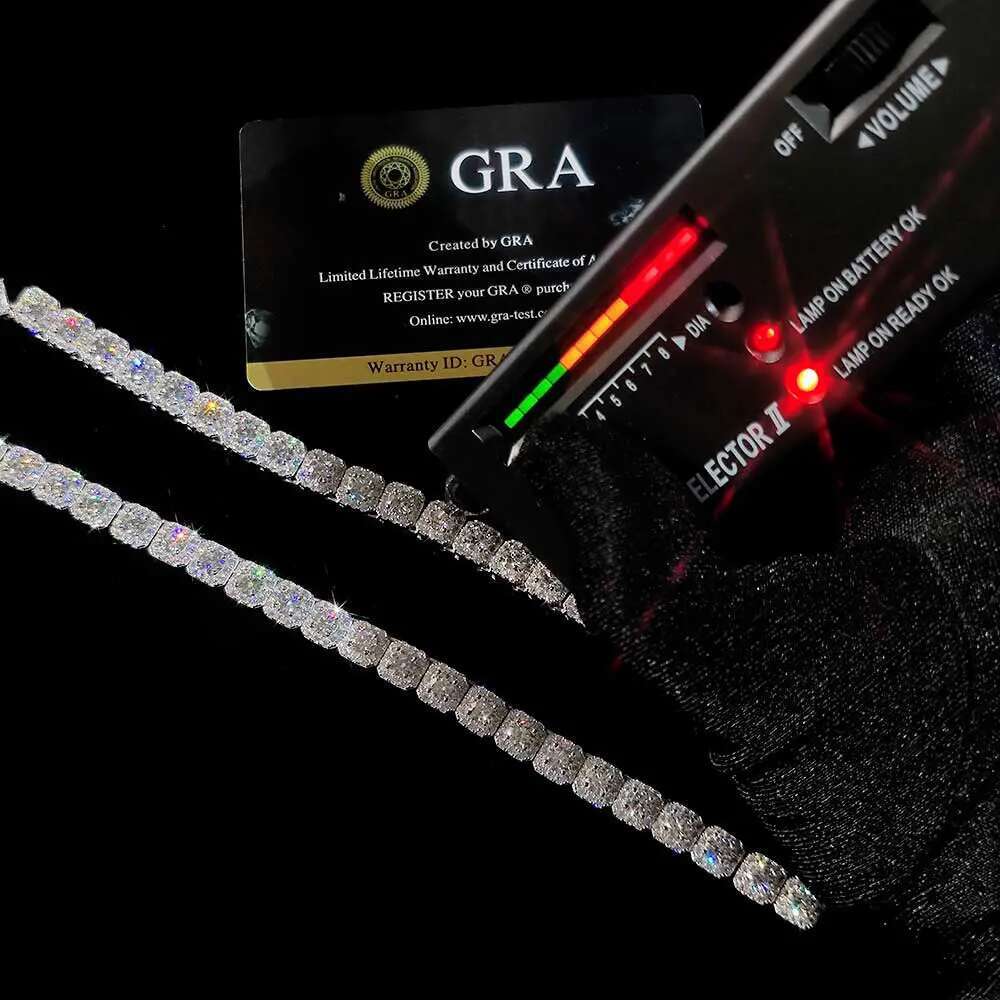 7MM Factory VVS Moissanite Diamond Chain 925 Sterling Silver Hip Hop Jewelry Bling Iced Out Clustered Tennis Necklace