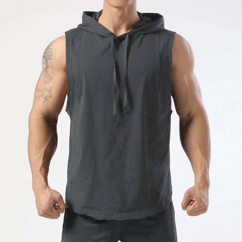 Solid Color 2024 Brand New Men's Vest Sleeveless Tees For Male Hooded Man Vests Tops Hip Hop Men Tank Top T shirt