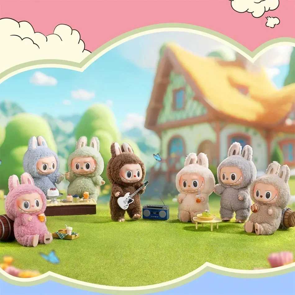 Free shipping Kawaii Labubu blind box has a seat series PVC pendant doll model toy ple monster keychain childrens birthday gift