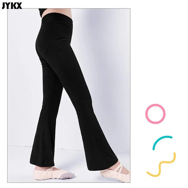 Childrens pants dance practice boys and girls slim cotton Latin jazz black bell bottoms Trouser 250325