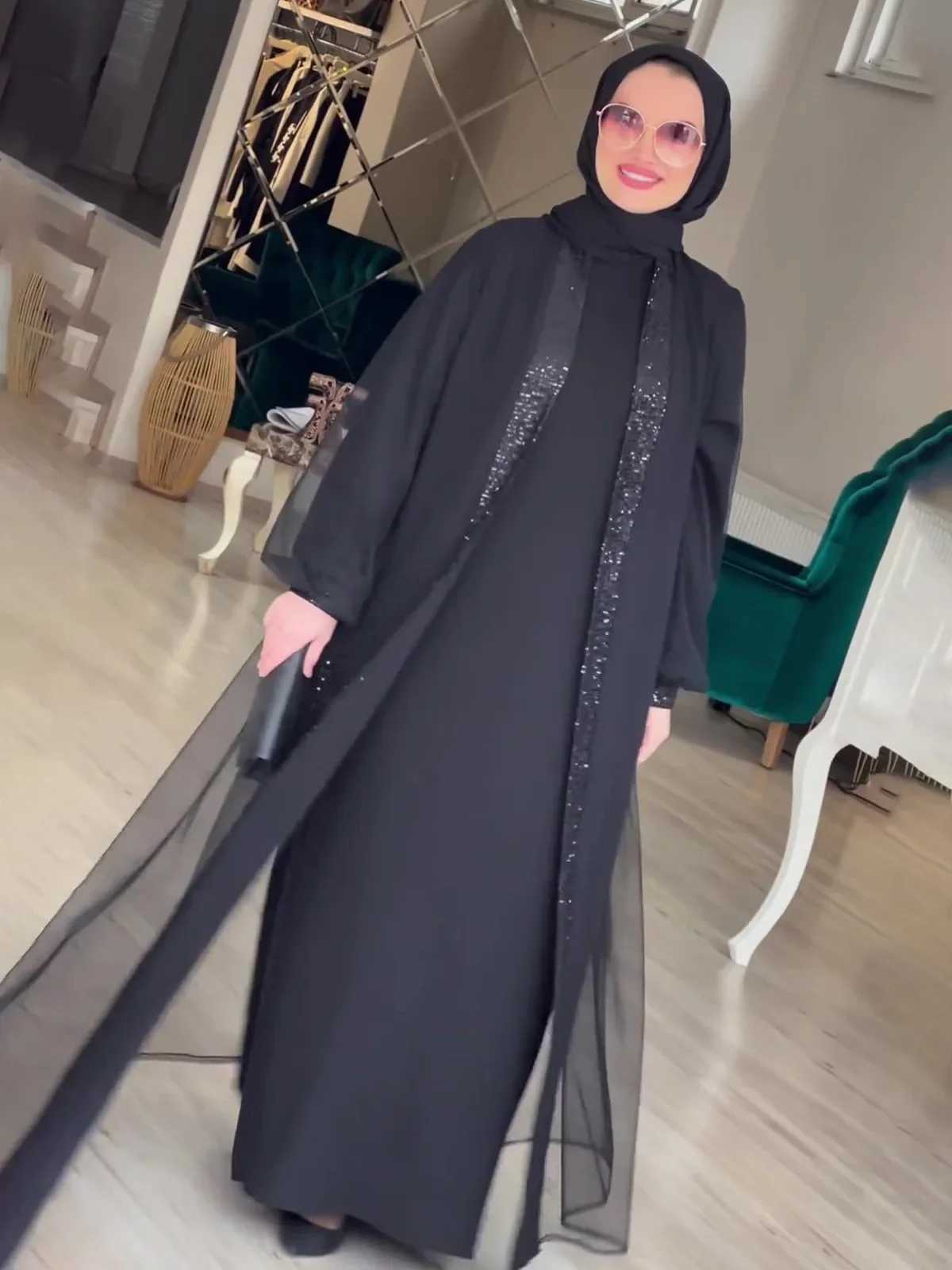 Muslim Modest Women Dress Jalabiya Vestidos Eid Ramadan Arabic Long Robe Dubai Islam Morocco Kaftan Abayas Cardigan Dresses 2024 X2505141