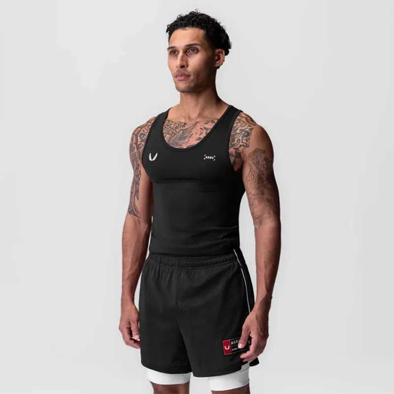 Mens summer quick drying compression vest sleeveless sportswear striped gym clothing fitness single vest X250327