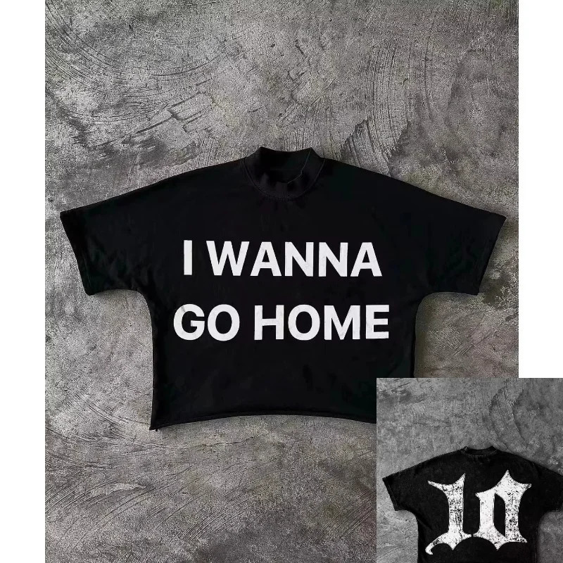 Y2K clothing mens streetwear Harajuku hiphop letter pattern Tshirt Gothic cotton short sleeved shirt 250326