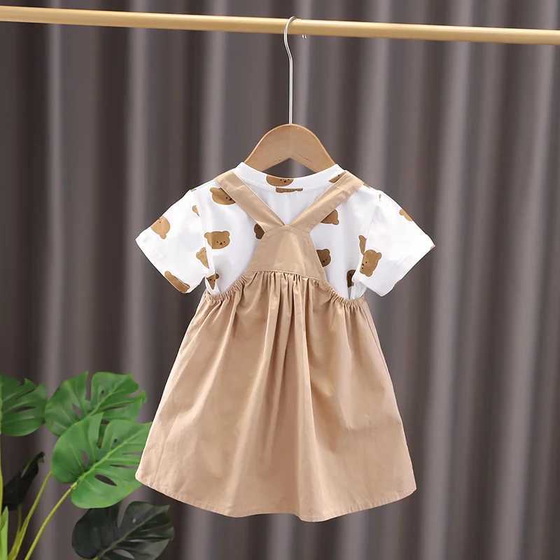 Childrens brother and sisters clothing Childrens baby boy/girl cartoon T-shirt bib shorts 2 pieces/set Summer fashion casual childrens clothing 0-5 ye