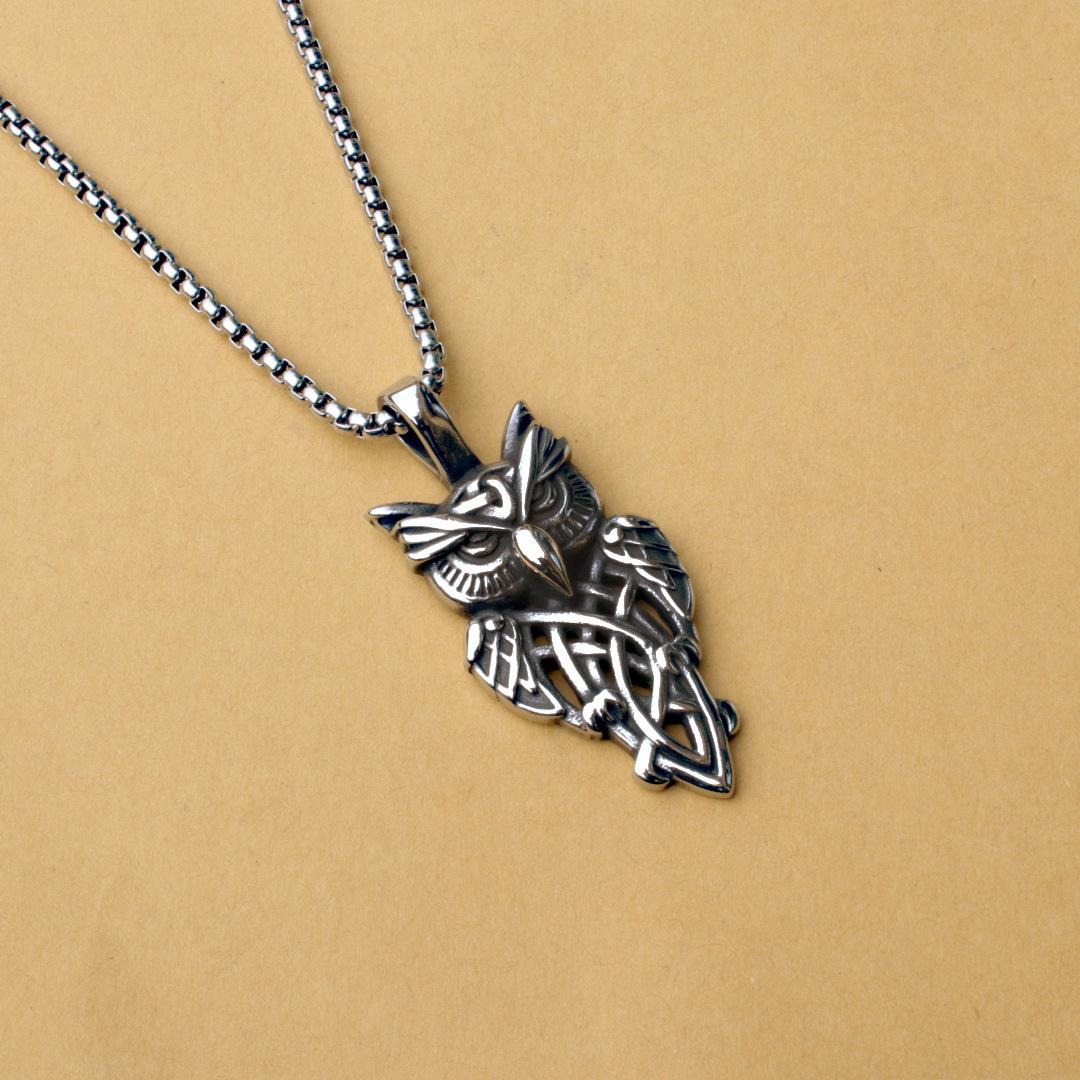Vintage Viking Owl Necklace - Titanium Steel Men's and Women's Pendant Nordic Style