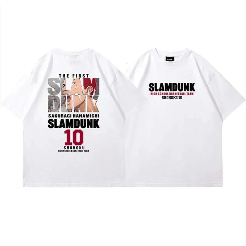 Men s short sleeved T shirt oversized made of Japanese manganese cotton with animated dunk print fast shipping pure