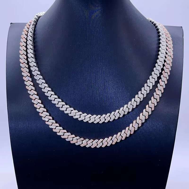 8mm Hip Hop Iced Out Men Fashion Rapper Jewelry Vvs Moissanite Cuban Link Chain 925