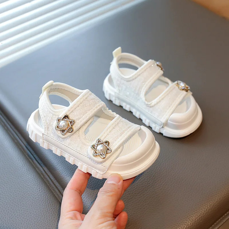 1-10Y Childrens Shoes 2025 Summer Sandals Girls Shallow Shoes Childrens Fashion Toe Protect Casual Childrens Sandal 250326