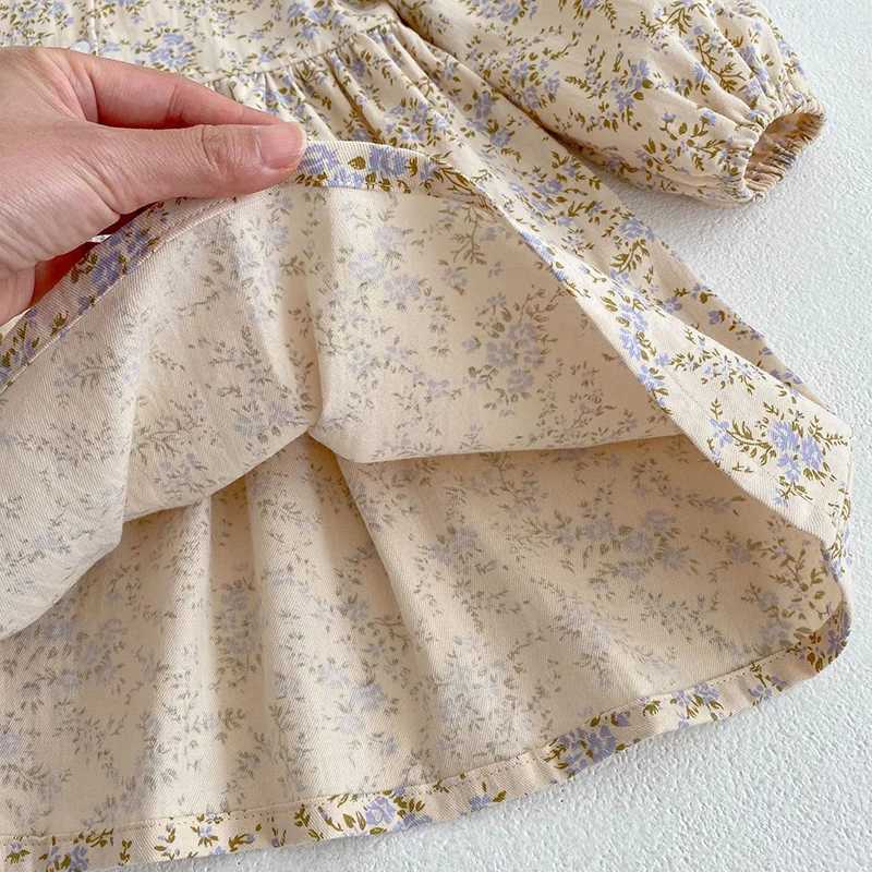 Sweet Kids Baby Girls Long Sleeve Flower Printed Princess Dress Autumn Baby Girls Doll Collar Dress Childrens Dress W250326