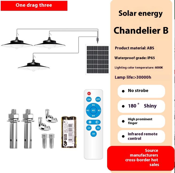 Three Lights Source Waterproof Solar LED Lamp Remote Controlled & IR Detectable Pendant for Outdoor Use