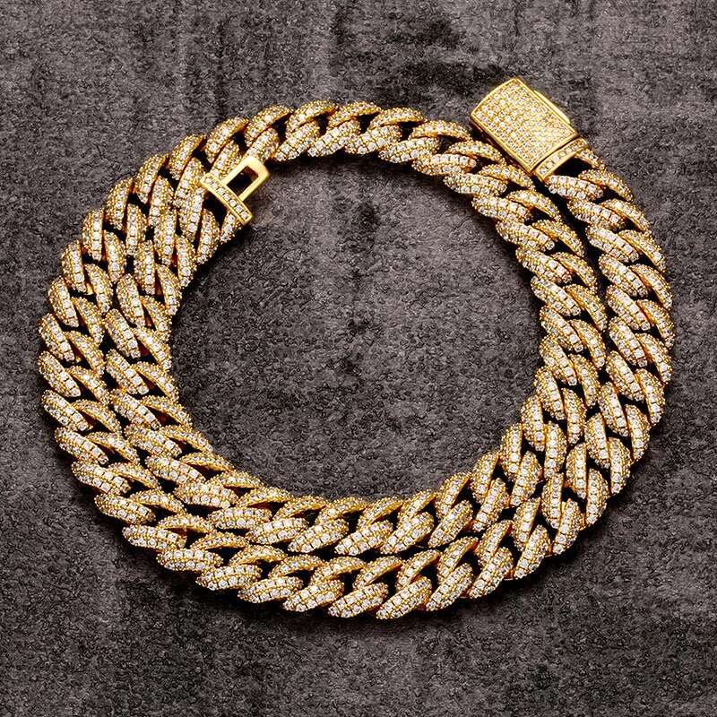 S925 Sterling Silver Moissanite Claw High Quality Cuban Link Chain Necklace for Men Hip Hop Bling Ice Out Rapper Jewelry