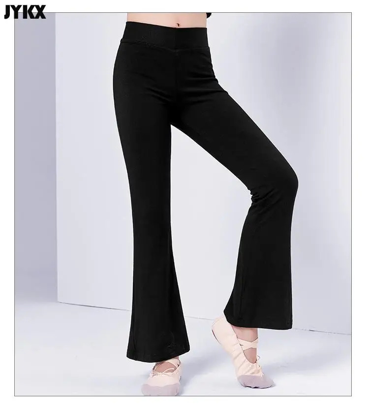 Childrens pants dance practice boys and girls slim cotton Latin jazz black bell bottoms Trouser 250325