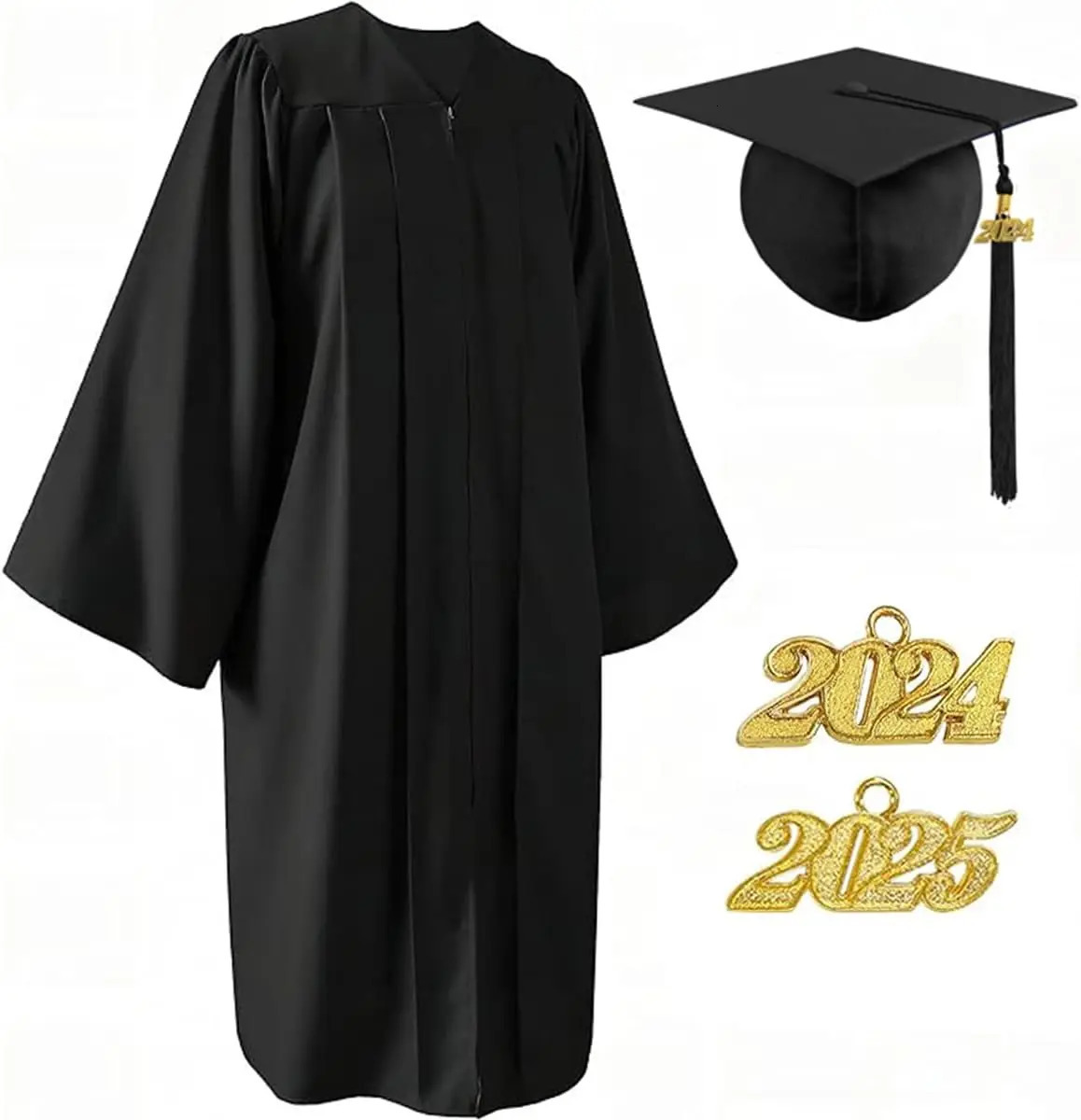 Neutral matte hat and dress with tassels used for high school graduate academic clothing uniform tops 250326