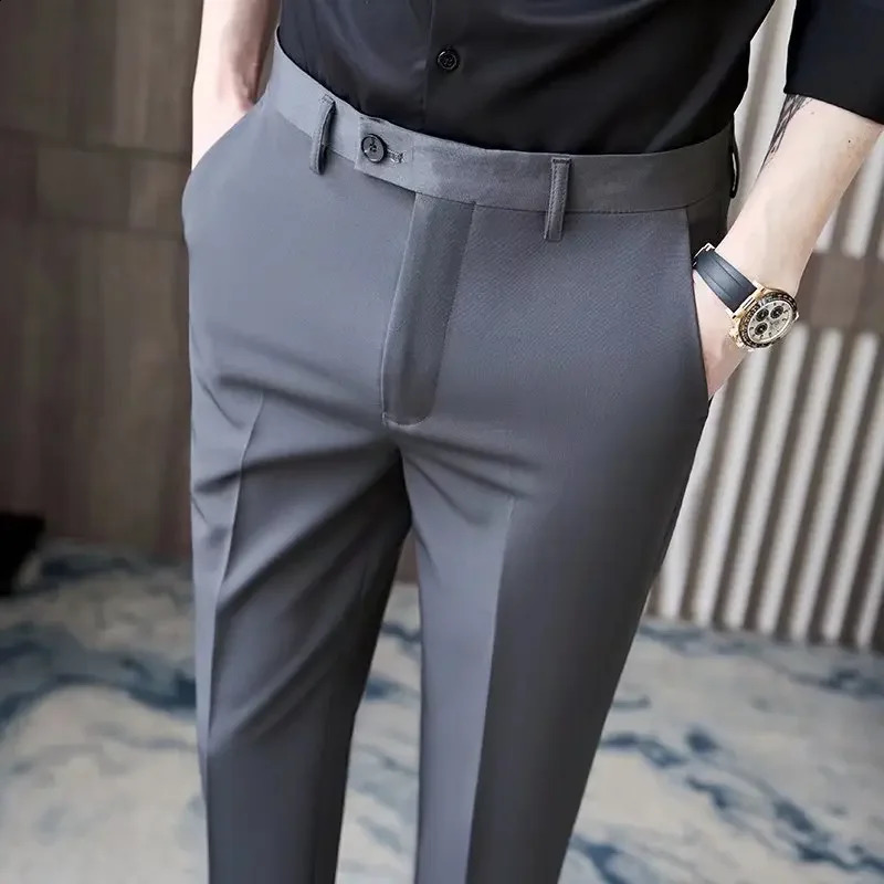 Fashionable Cropped Pants For Men Casual Trendy Spring Autumn Arrival Small Trousers Draped No Ironing Cone Shaped Pants 250317