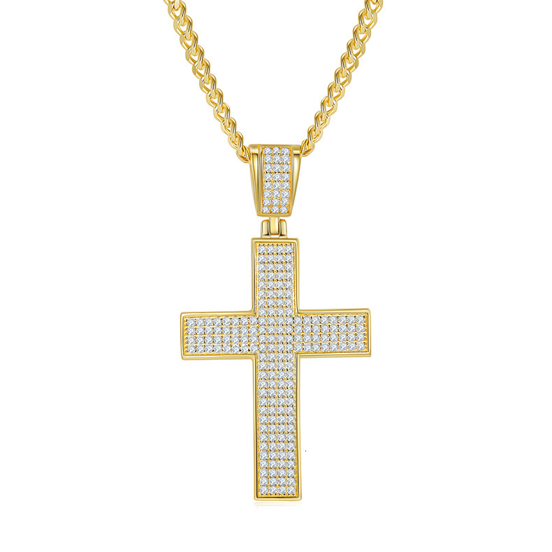 S925 silver moissanite classic luxury diamond cross necklace pendant for both men and women