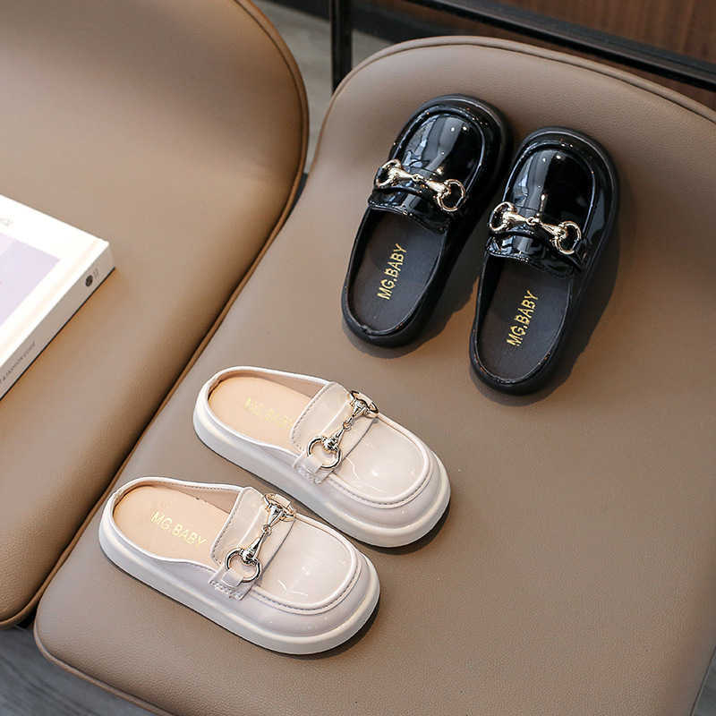 Slipper Girls leather shoes fashionable girls loafers summer toe caps cool slippers childrens western-style lazy middle-aged childrens shoes S25326